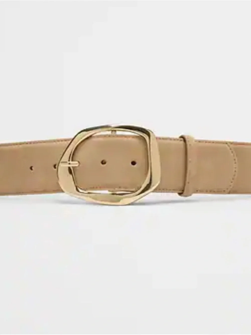 Banana Republic Tan Belt with Gold Organic Oval Buckle